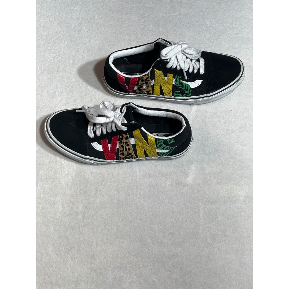 Vans Old Skool Multi Animal V Patch Black Sneakers Mens 6.5 Womens 8.0 Low Top